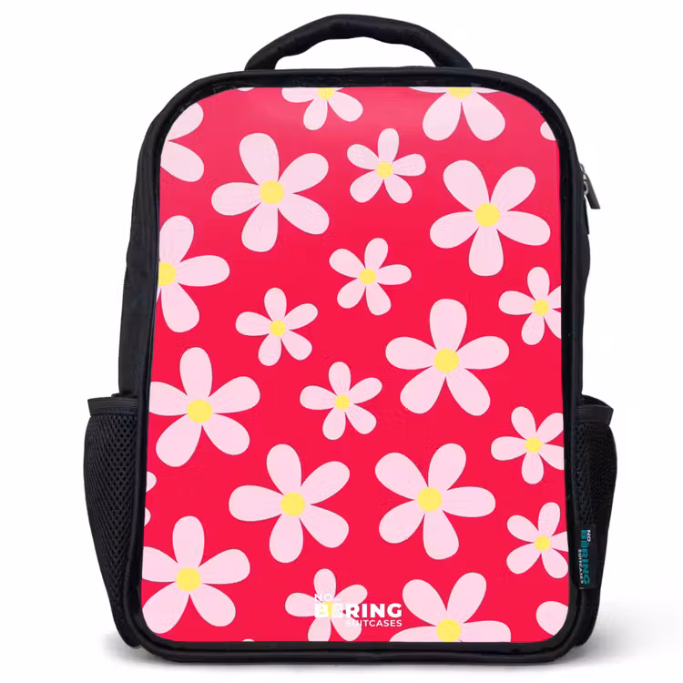 Kinderrucksack - Schwarz - Gänseblümchenmanie hotpink — 1