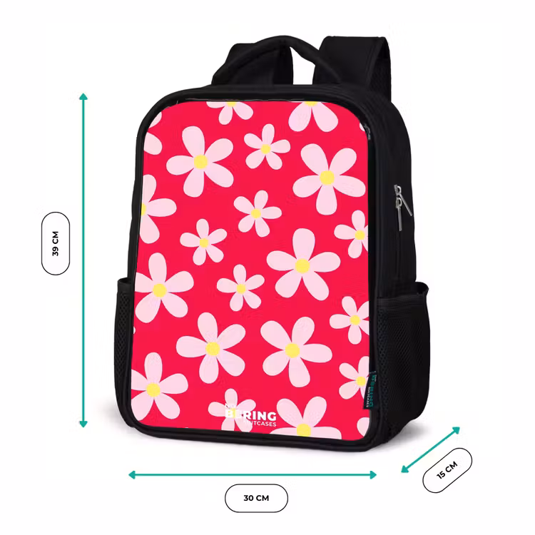 Kinderrucksack - Schwarz - Gänseblümchenmanie hotpink — 6