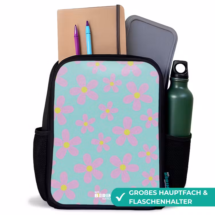 Kinderrucksack - Schwarz - Gänseblümchenmanie Minze — 8
