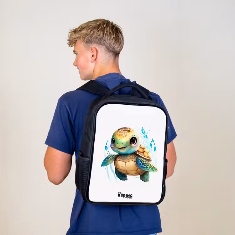 Kinderrucksack - Schwarz - Großäugige Meeresschildkröte — 3