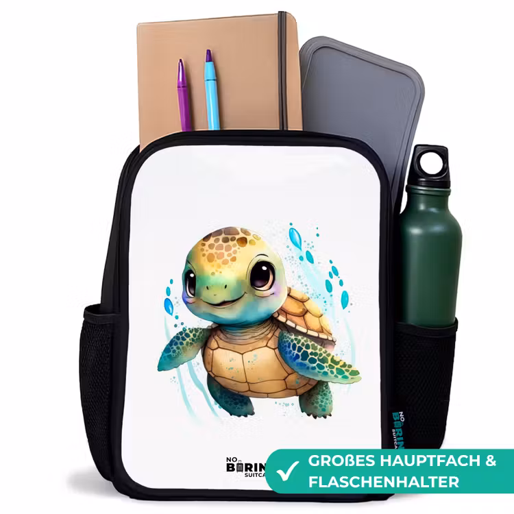 Kinderrucksack - Schwarz - Großäugige Meeresschildkröte — 8