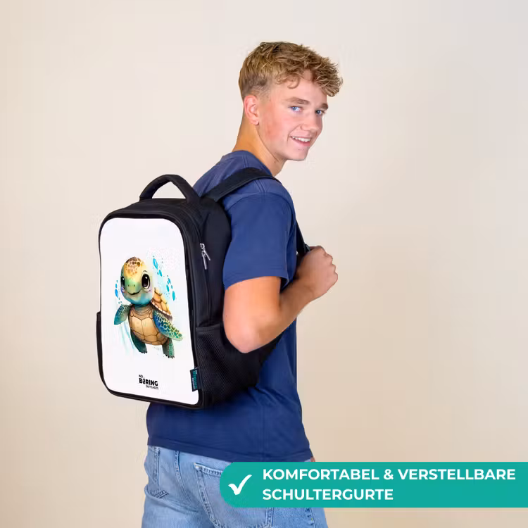 Kinderrucksack - Schwarz - Großäugige Meeresschildkröte — 9