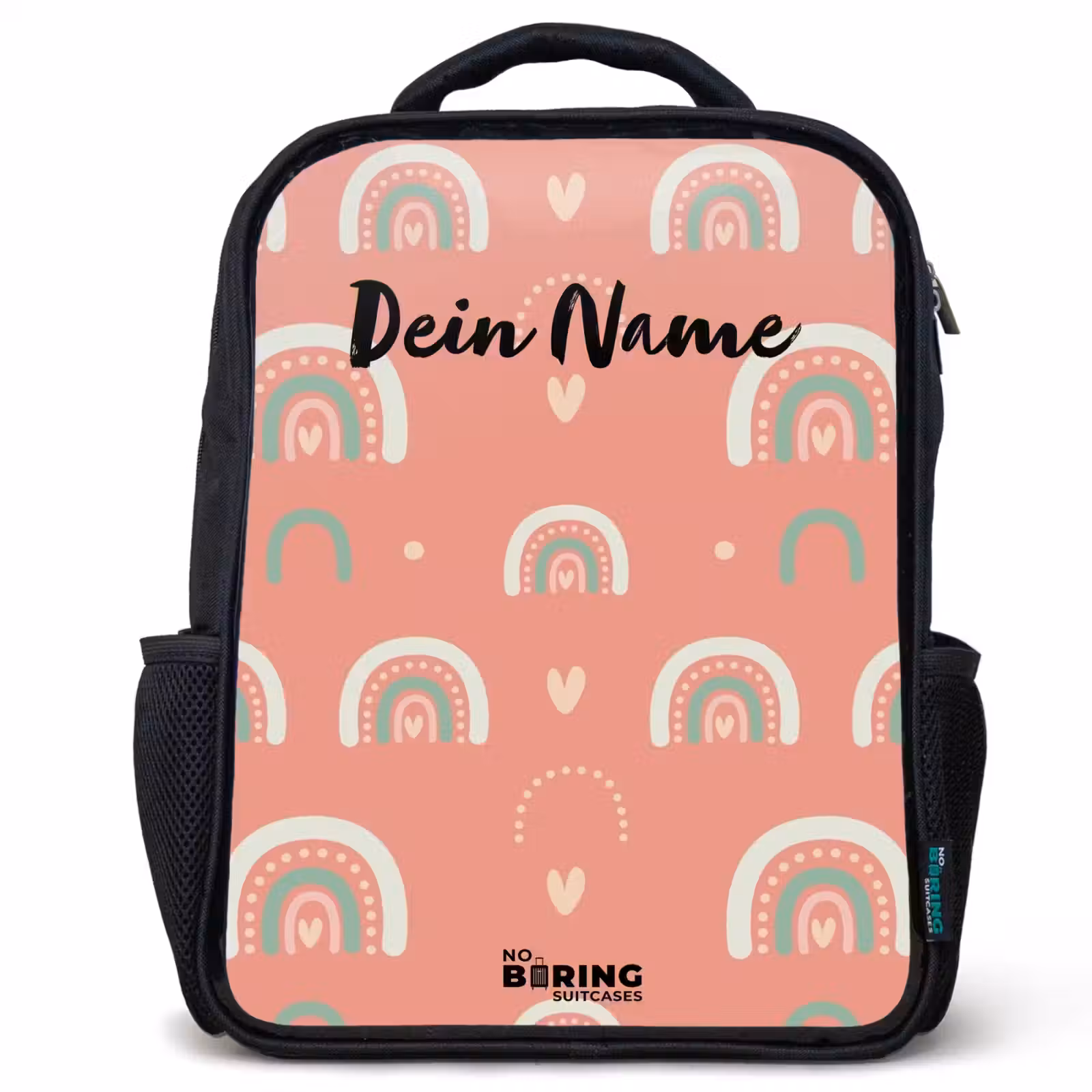 Kinderrucksack - Schwarz - Korallenfarbene Bögen — 1