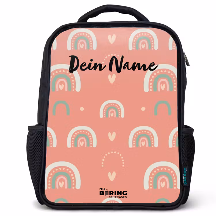 Kinderrucksack - Schwarz - Korallenfarbene Bögen — 1