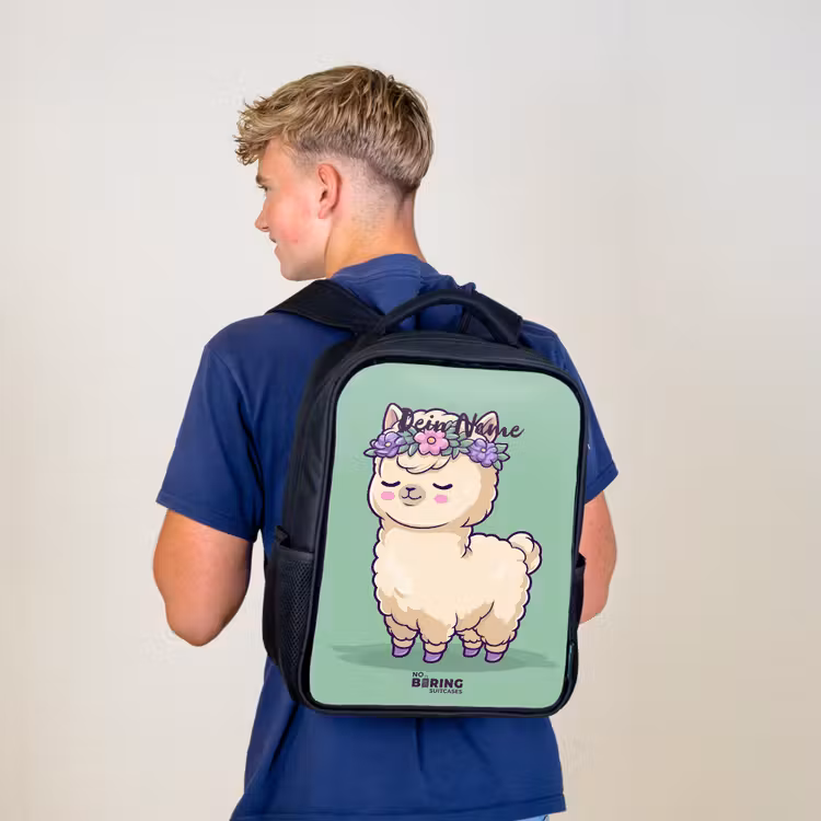 Kinderrucksack - Schwarz - Kawai - Alpaka - Grün — 3