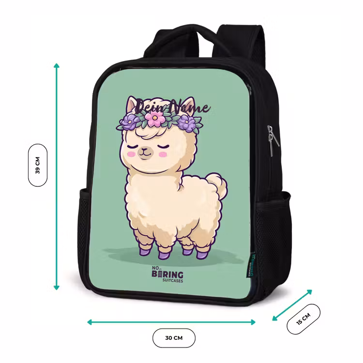 Kinderrucksack - Schwarz - Kawai - Alpaka - Grün — 6