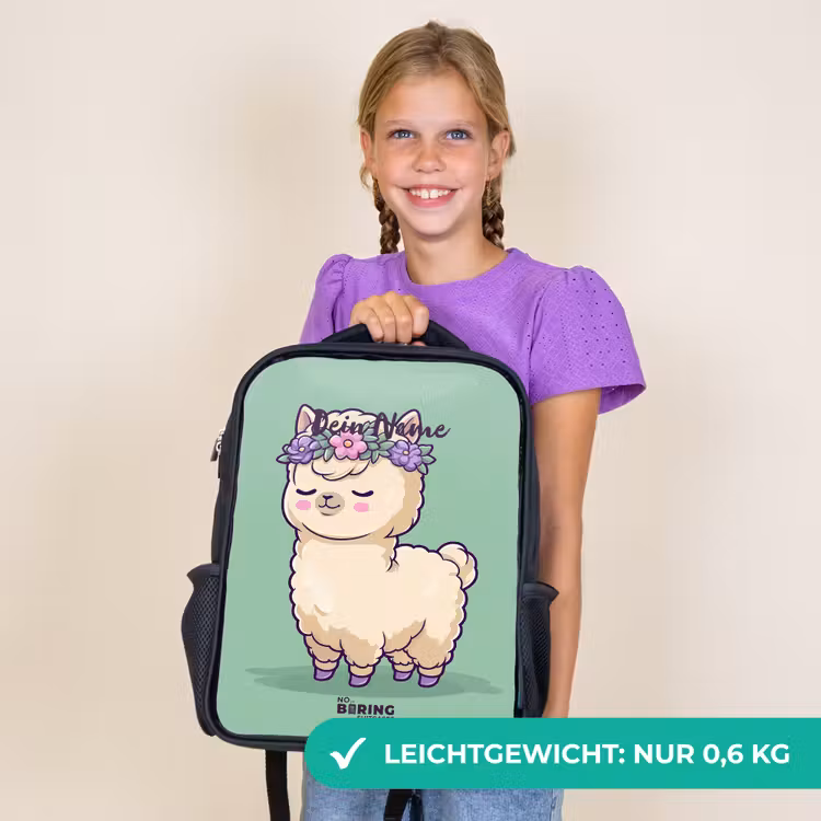 Kinderrucksack - Schwarz - Kawai - Alpaka - Grün — 7