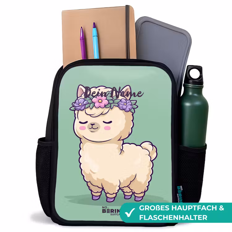 Kinderrucksack - Schwarz - Kawai - Alpaka - Grün — 8