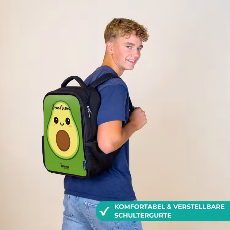 Kinderrucksack - Schwarz - Kawai - Avocado - Grün — 9