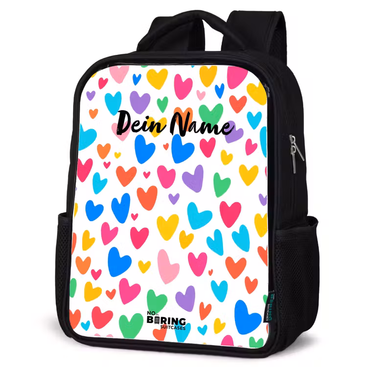 Kinderrucksack - Schwarz - Bunte Herzen — 4