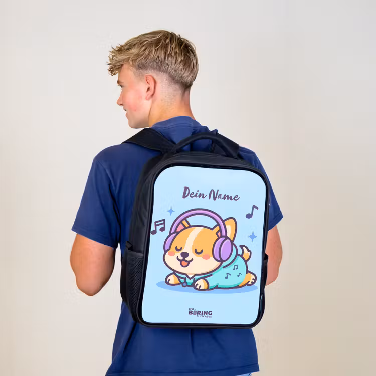 Kinderrucksack - Schwarz - Kawai - Hund - Musik — 3