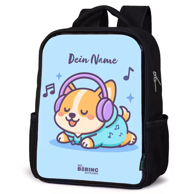 Kinderrucksack - Schwarz - Kawai - Hund - Musik — 4