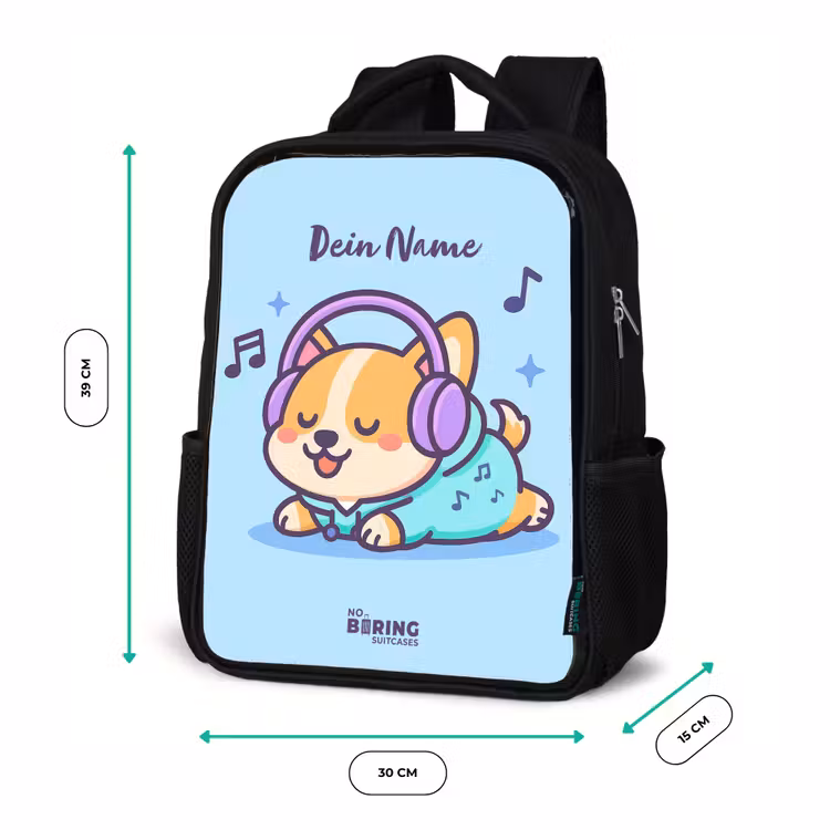 Kinderrucksack - Schwarz - Kawai - Hund - Musik — 6