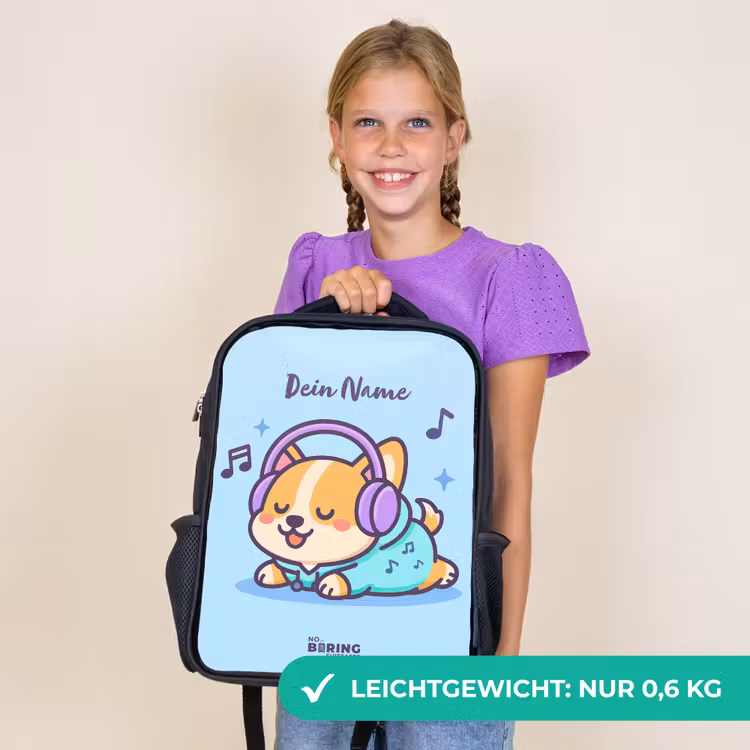 Kinderrucksack - Schwarz - Kawai - Hund - Musik — 7