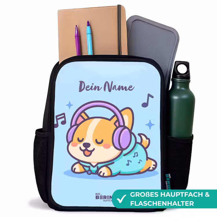 Kinderrucksack - Schwarz - Kawai - Hund - Musik — 8