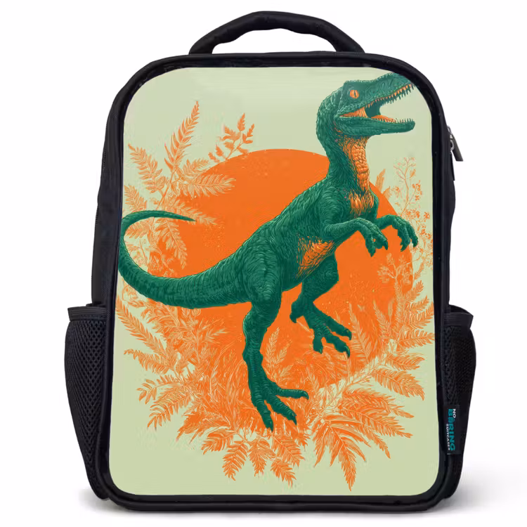 Kinderrucksack - Schwarz - Dinosaurier - Grün - Pflanzen - Kreis — 1
