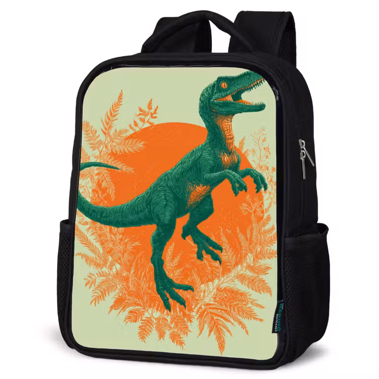 Kinderrucksack - Schwarz - Dinosaurier - Grün - Pflanzen - Kreis — 4