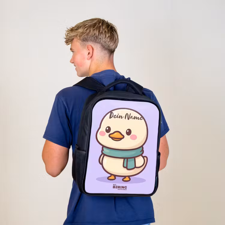 Kinderrucksack - Schwarz - Kawai - Ente - Halstuch — 3