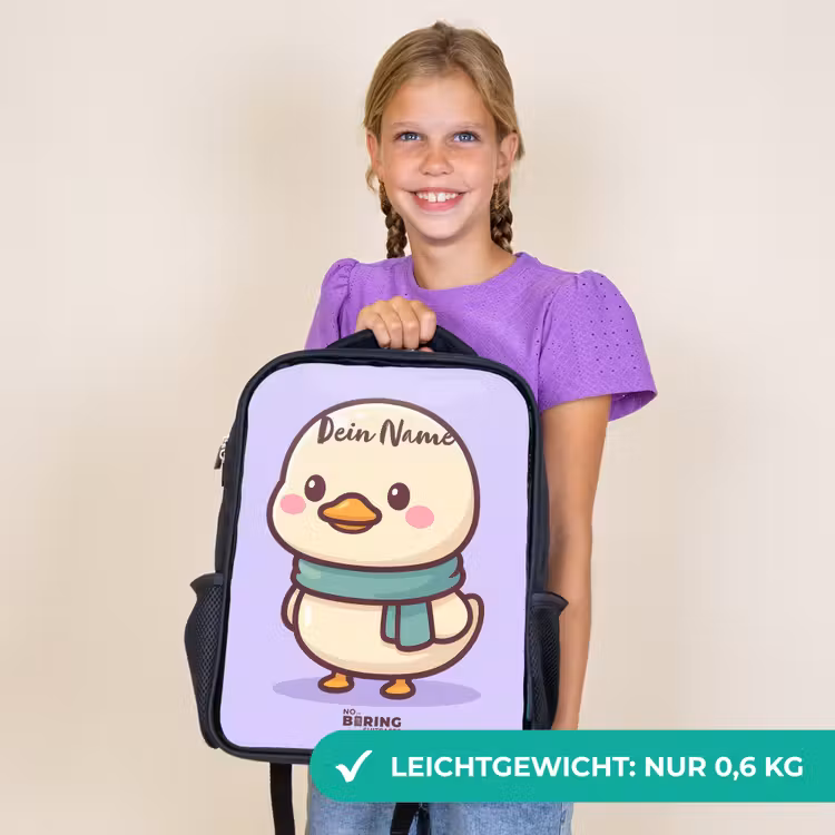 Kinderrucksack - Schwarz - Kawai - Ente - Halstuch — 7