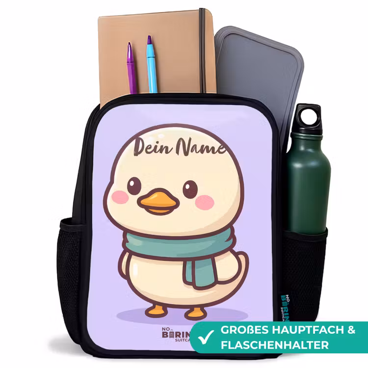 Kinderrucksack - Schwarz - Kawai - Ente - Halstuch — 8