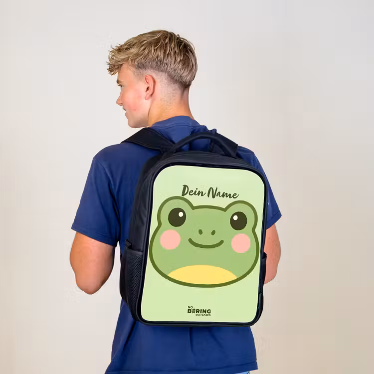 Kinderrucksack - Schwarz - Kawai - Frosch - Grün — 3