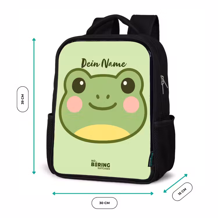 Kinderrucksack - Schwarz - Kawai - Frosch - Grün — 6