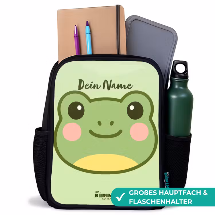 Kinderrucksack - Schwarz - Kawai - Frosch - Grün — 8