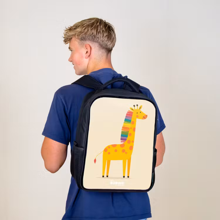 Kinderrucksack - Schwarz - Giraffe - Tier - Farbenfroh — 3