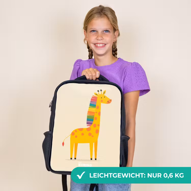 Kinderrucksack - Schwarz - Giraffe - Tier - Farbenfroh — 7