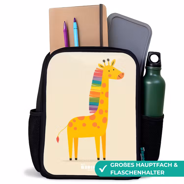 Kinderrucksack - Schwarz - Giraffe - Tier - Farbenfroh — 8