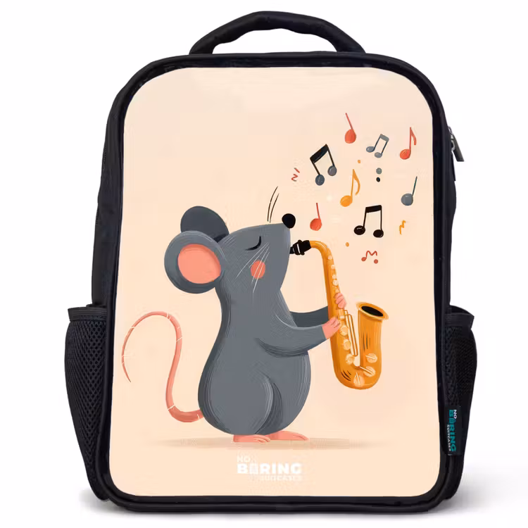 Kinderrucksack - Schwarz - Maus - Saxophon - Musik — 1