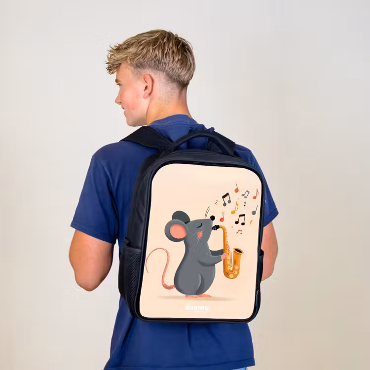 Kinderrucksack - Schwarz - Maus - Saxophon - Musik — 3