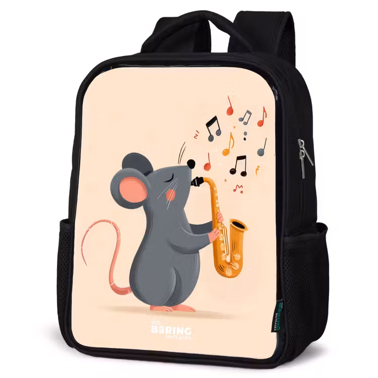 Kinderrucksack - Schwarz - Maus - Saxophon - Musik — 4
