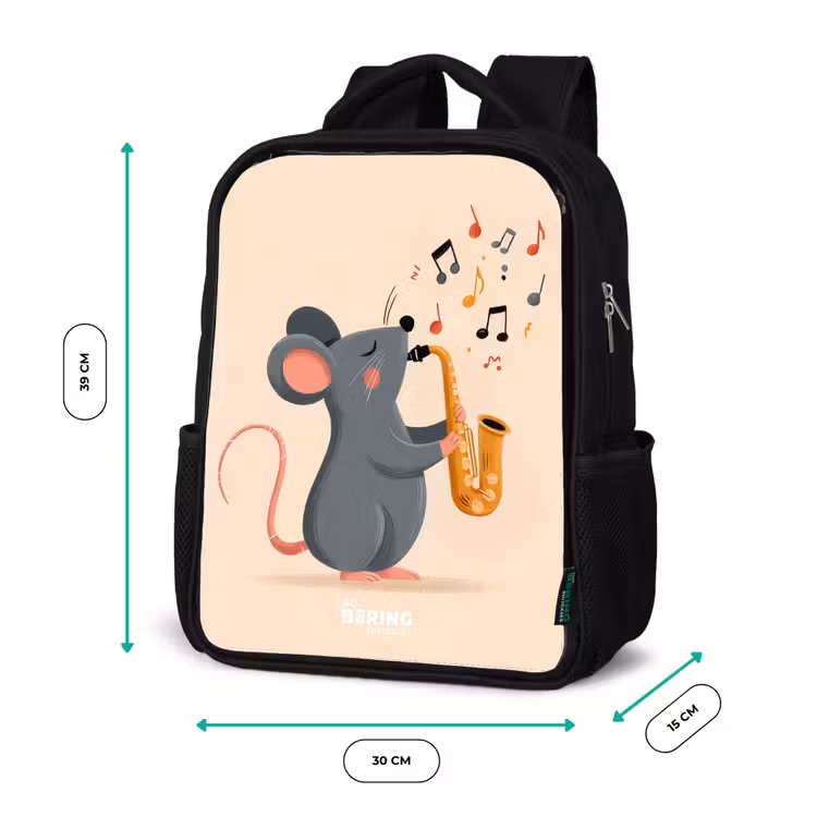 Kinderrucksack - Schwarz - Maus - Saxophon - Musik — 6