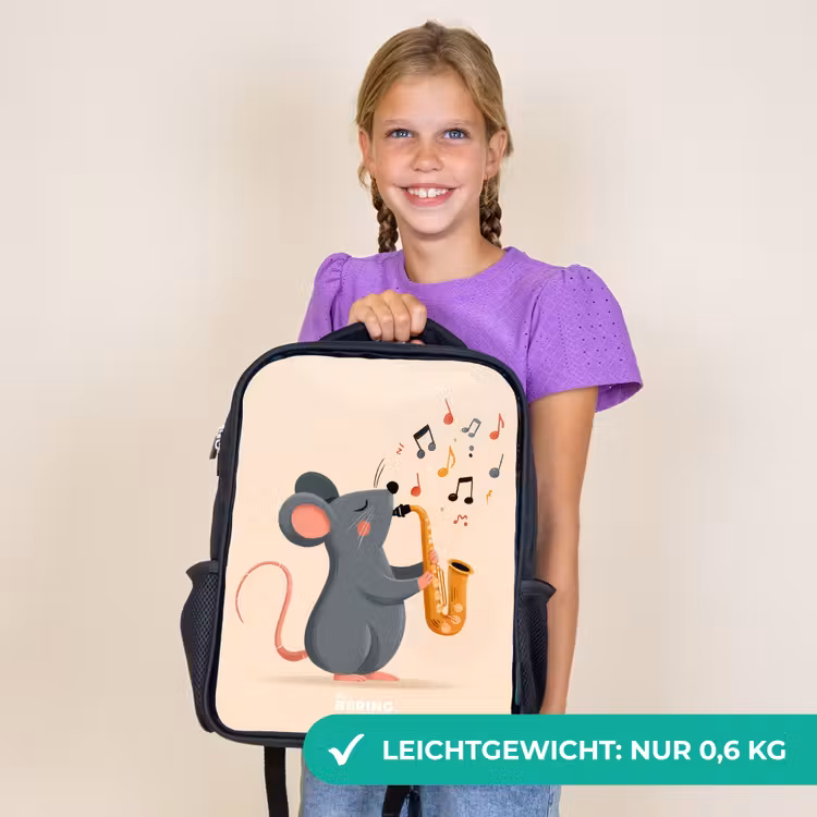 Kinderrucksack - Schwarz - Maus - Saxophon - Musik — 7