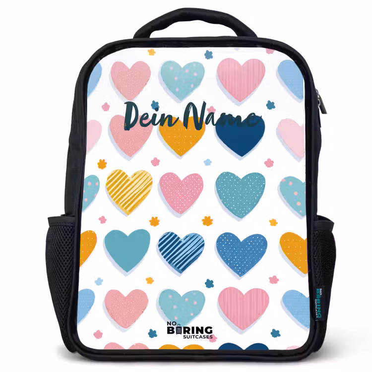Kinderrucksack - Schwarz - Herz-Muster — 1