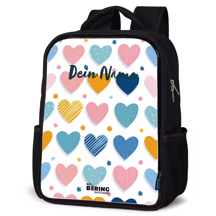Kinderrucksack - Schwarz - Herz-Muster — 4