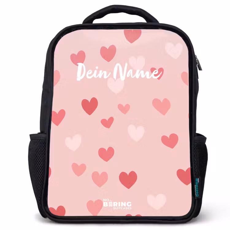 Kinderrucksack - Schwarz - Herzen — 1