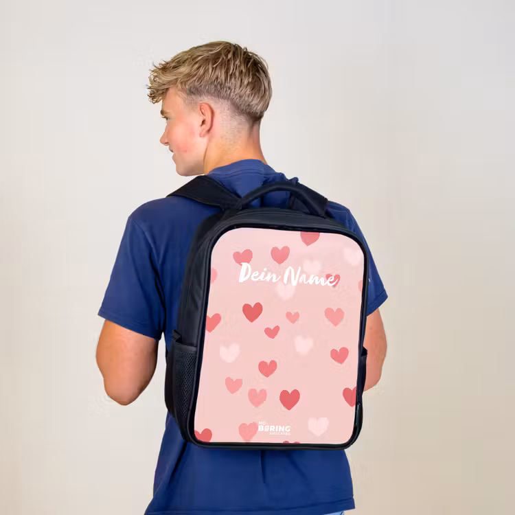 Kinderrucksack - Schwarz - Herzen — 3