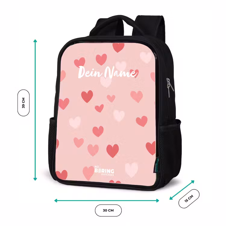 Kinderrucksack - Schwarz - Herzen — 6