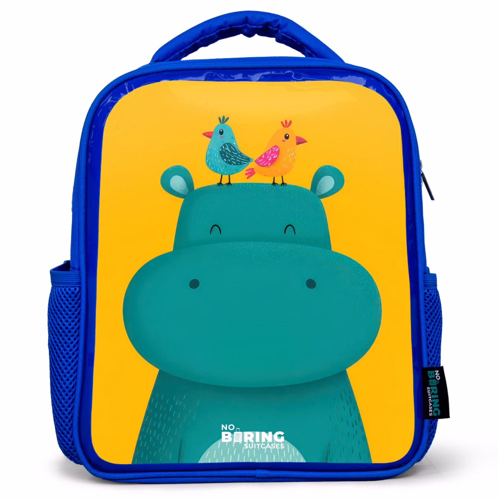 Kinderrucksack - Blau - Nilpferd - Vögel - Gelb — 1