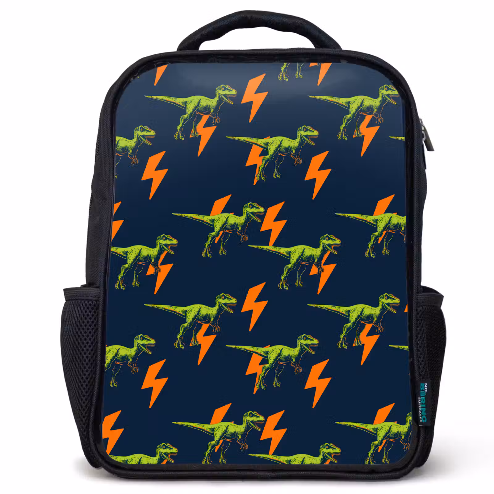 Kinderrucksack - Schwarz - Blitze - Orange - Dinosaurier — 1