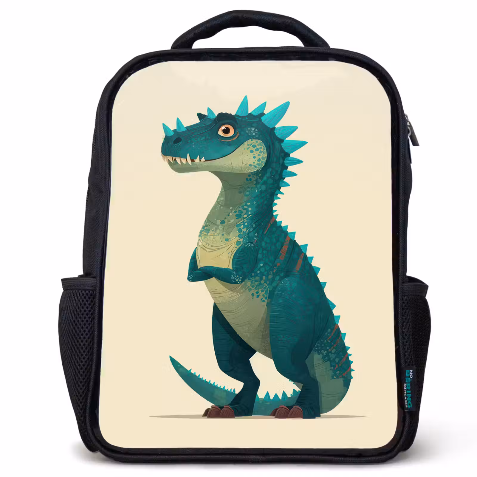 Kinderrucksack - Schwarz - Dinosaurier - Türkis - Stacheln — 1