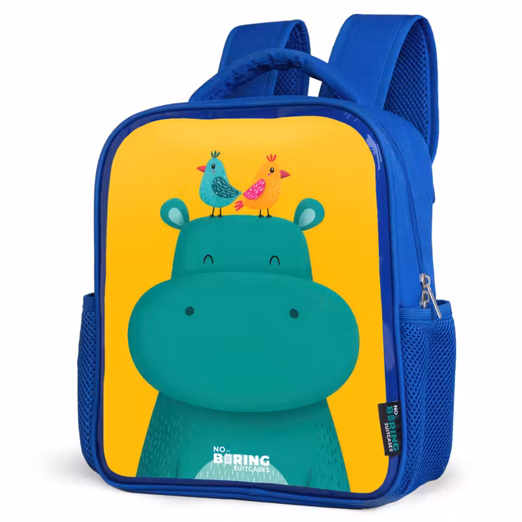 Kinderrucksack - Blau - Nilpferd - Vögel - Gelb — 7