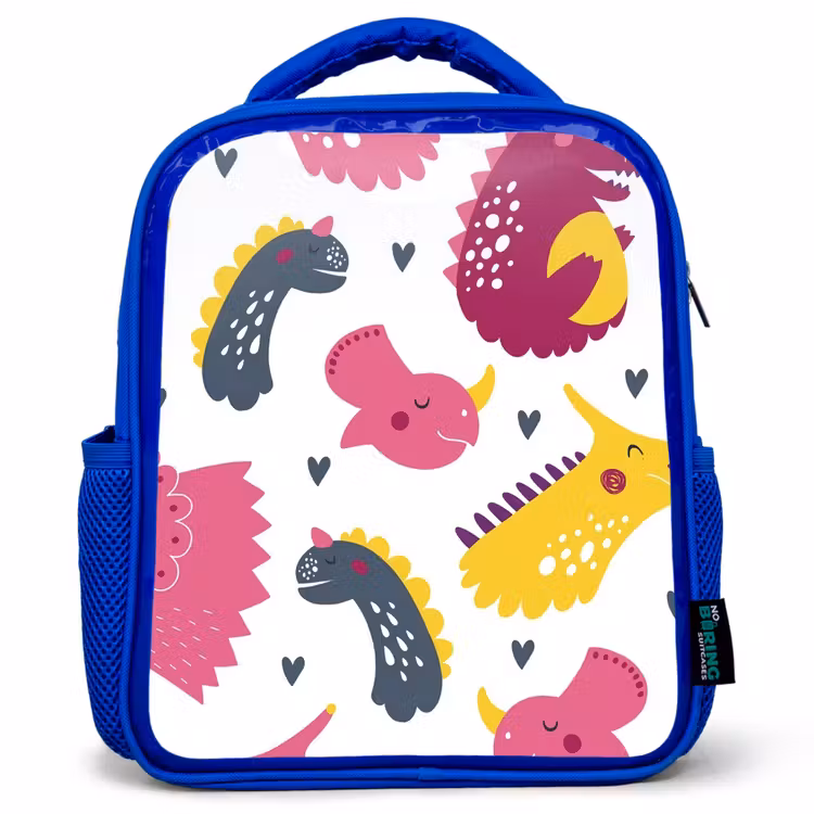 Kinderrucksack - Blau - Dino - Muster - Kind - Rosa - Mädchen — 1