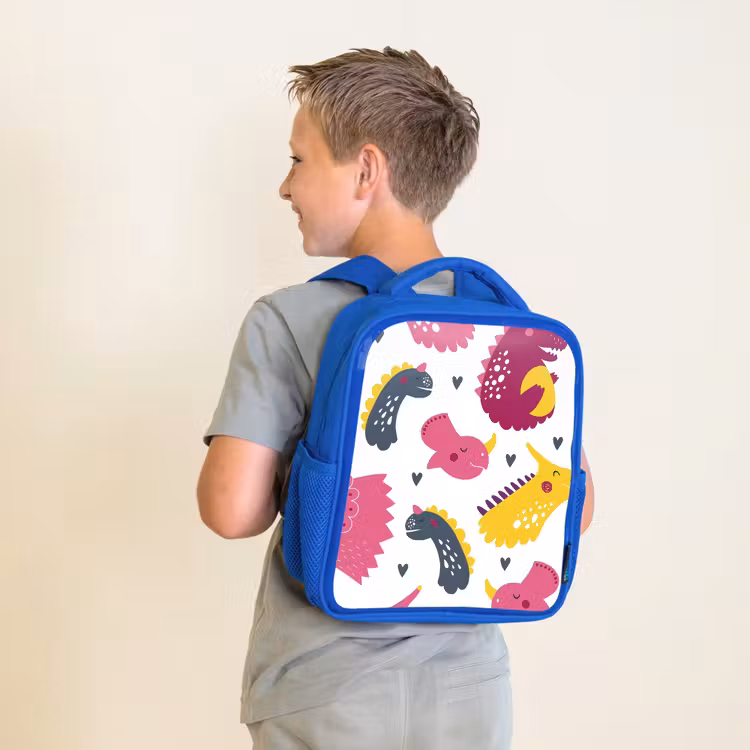 Kinderrucksack - Blau - Dino - Muster - Kind - Rosa - Mädchen — 2