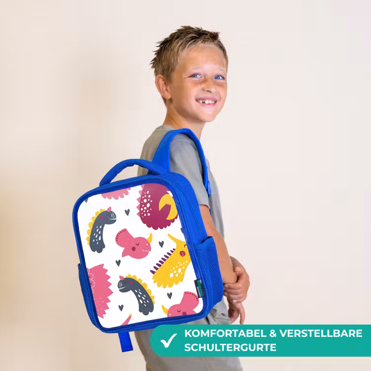 Kinderrucksack - Blau - Dino - Muster - Kind - Rosa - Mädchen — 5