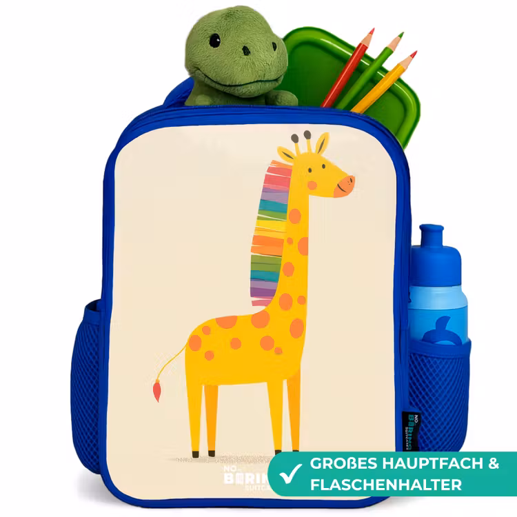 Kinderrucksack - Blau - Giraffe - Tier - Farbenfroh — 3