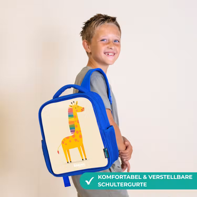 Kinderrucksack - Blau - Giraffe - Tier - Farbenfroh — 5