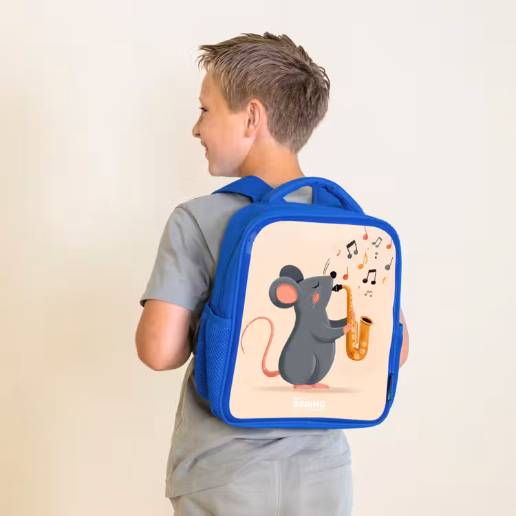 Kinderrucksack - Blau - Maus - Saxophon - Musik — 2